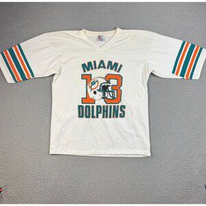 VTG Miami Dolphins Shirt Extra Large Dan Marino 80's USA Made Striped Sleeve